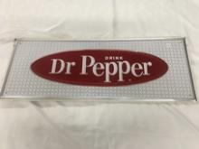 12 x 32 in. Vintage Dr. Pepper Sign, Green Back, Riveted to board