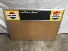 37  x 26 1/2 in. Vintage Pepsi / Diet Pepsi cork board sign