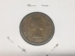 1954 Canada Cent Shoulder Fold variety