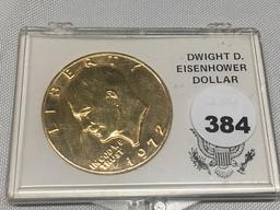 1972 Eisenhower Dollar gold plated