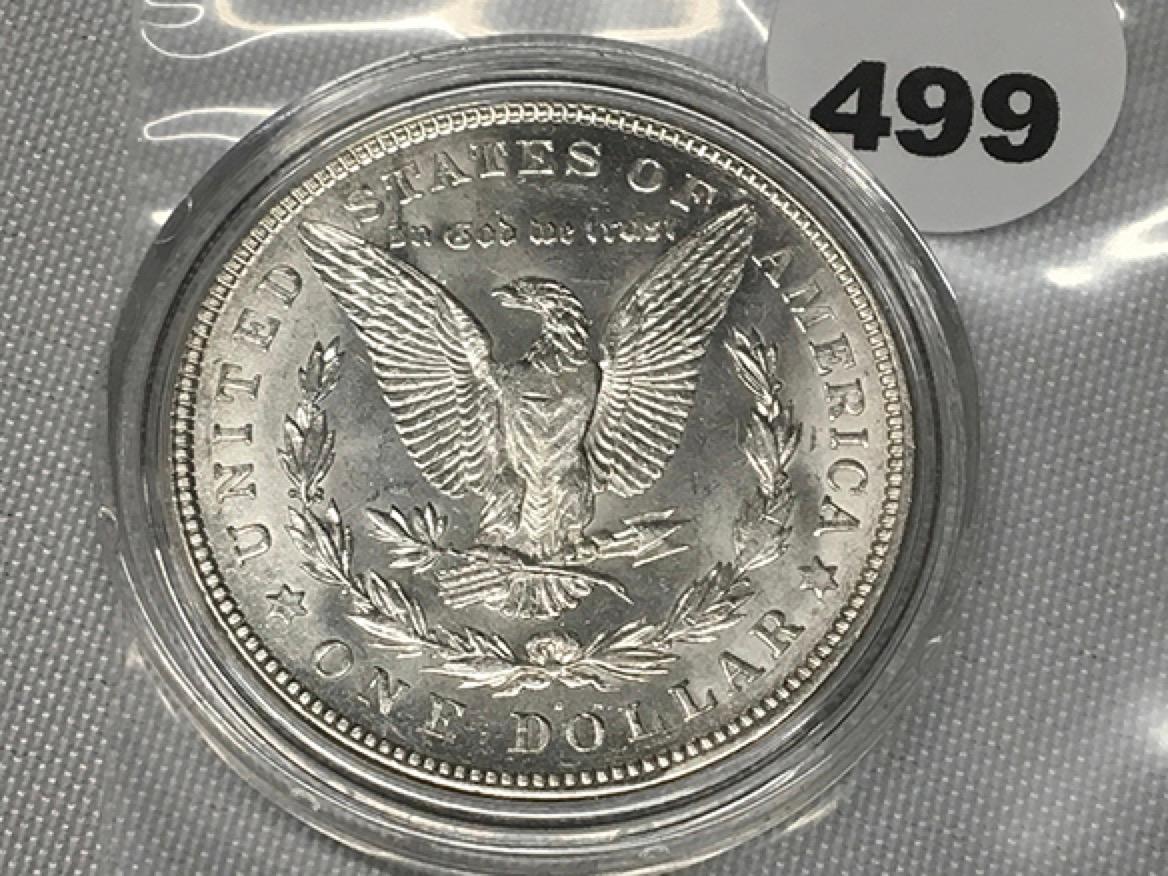 1921-D Morgan Dollar BU, Capsolated