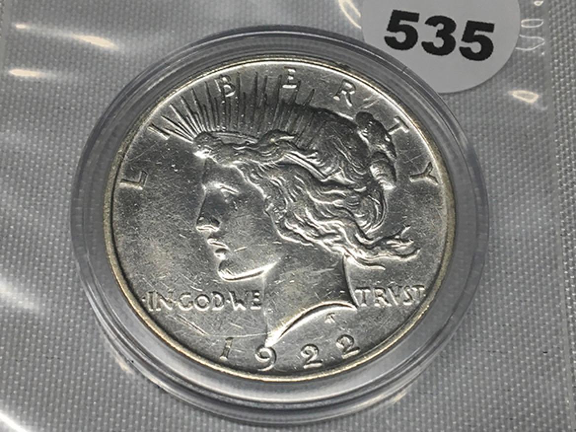 1922-D Peace Dollar, Capsulated