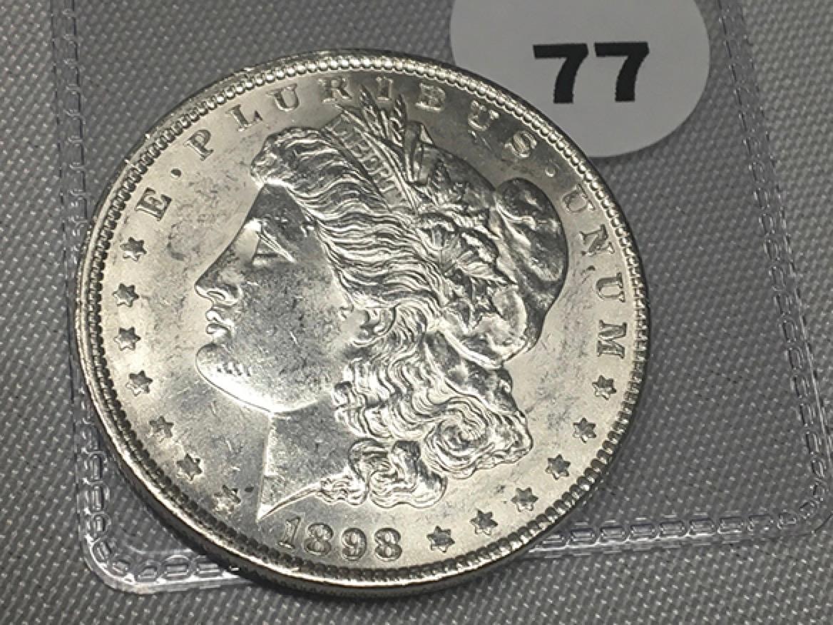 1898 Morgan Dollar, UNC, Offset Obv.