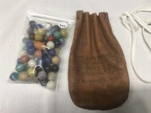 Scotland Co. National Bank, Memphis, MO Leather Bank Bag & Marbles