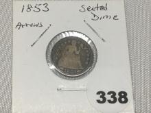 1853 Seated Liberty Dime Arrows