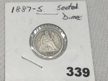 1887-S Seated Liberty Dime F