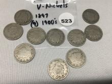 1897, (9) 1900's Liberty Head Nickels