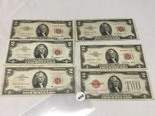 (1) 1928, (2) 1963, (3) 1953 (Red) $2 Legal Tender