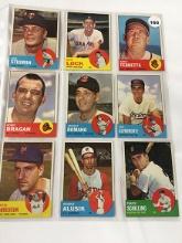 (9) 1963 Topps #45, 47, 48, 51, 52, 59, 72, 73, 89