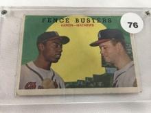 1959 Topps #212, Fence Busters Arron-Mathews