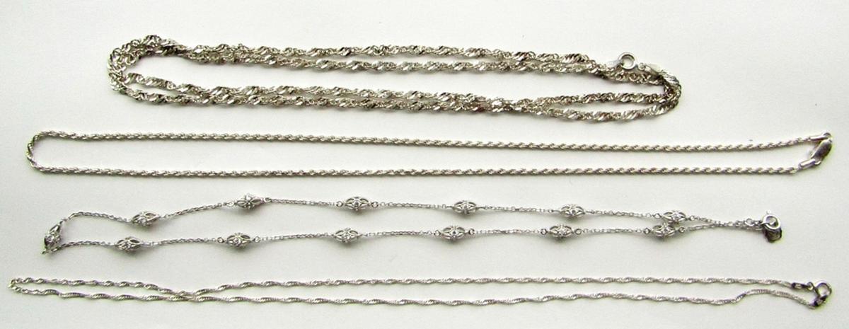 LOT OF 4 STERLING SILVER CHAINS