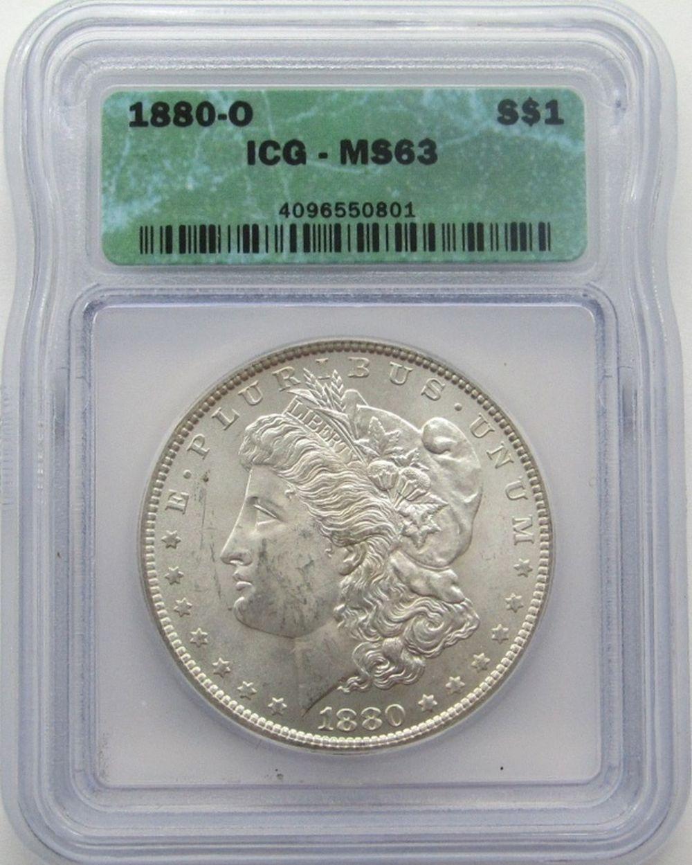 1880-O Morgan Silver Dollar ICG MS 63