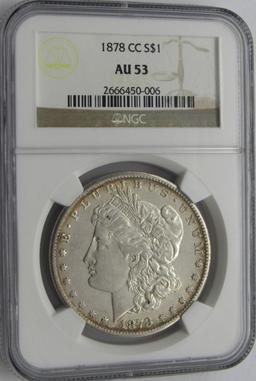 1878 CC MORGAN SILVER DOLLAR AU 53