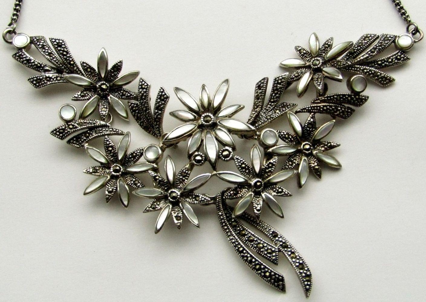 ANTIQUE STERLING FLOWER NECKLACE