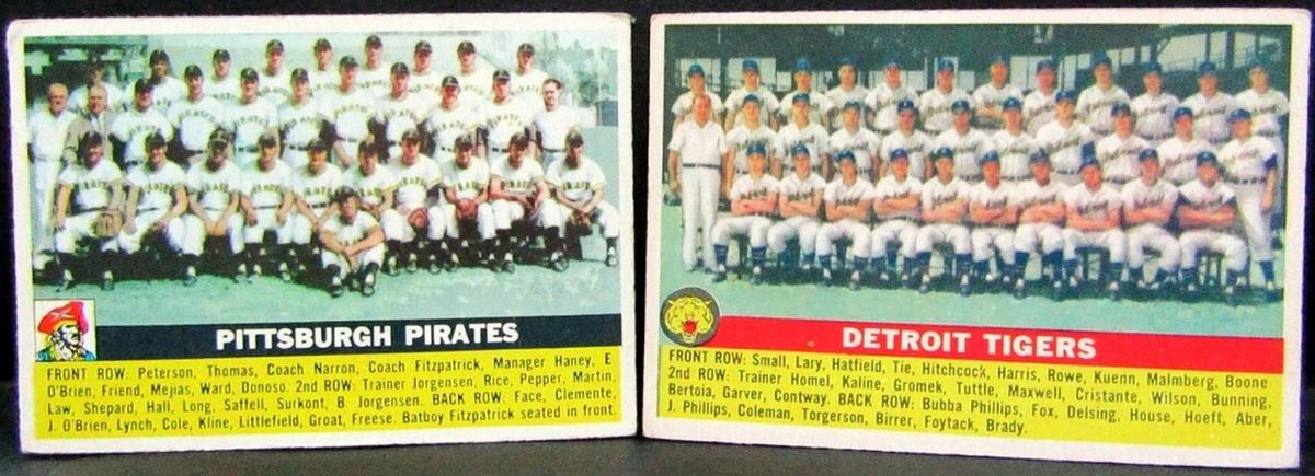 1956 TOPPS #121 PIRATES TEAM CARD VG+;