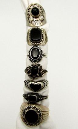 7 STERLING SILVER RINGS SIZE RAGE 4-10