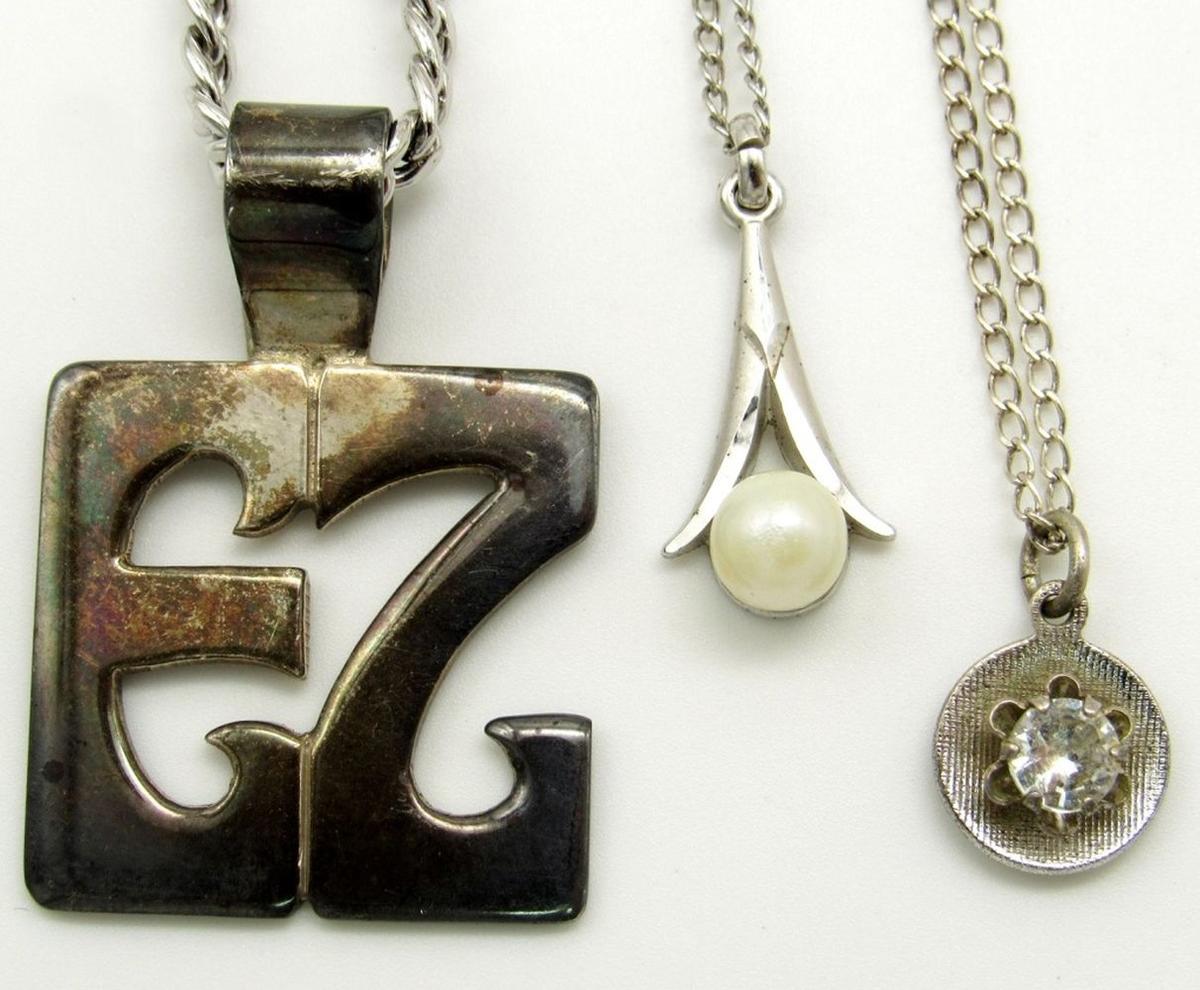 3- MARKED STERLING SILVER NECKLACES WITH