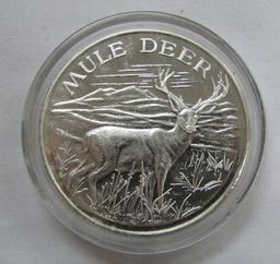 TWO TROY OUNCES .999 FINE SILVER - MULE DEER