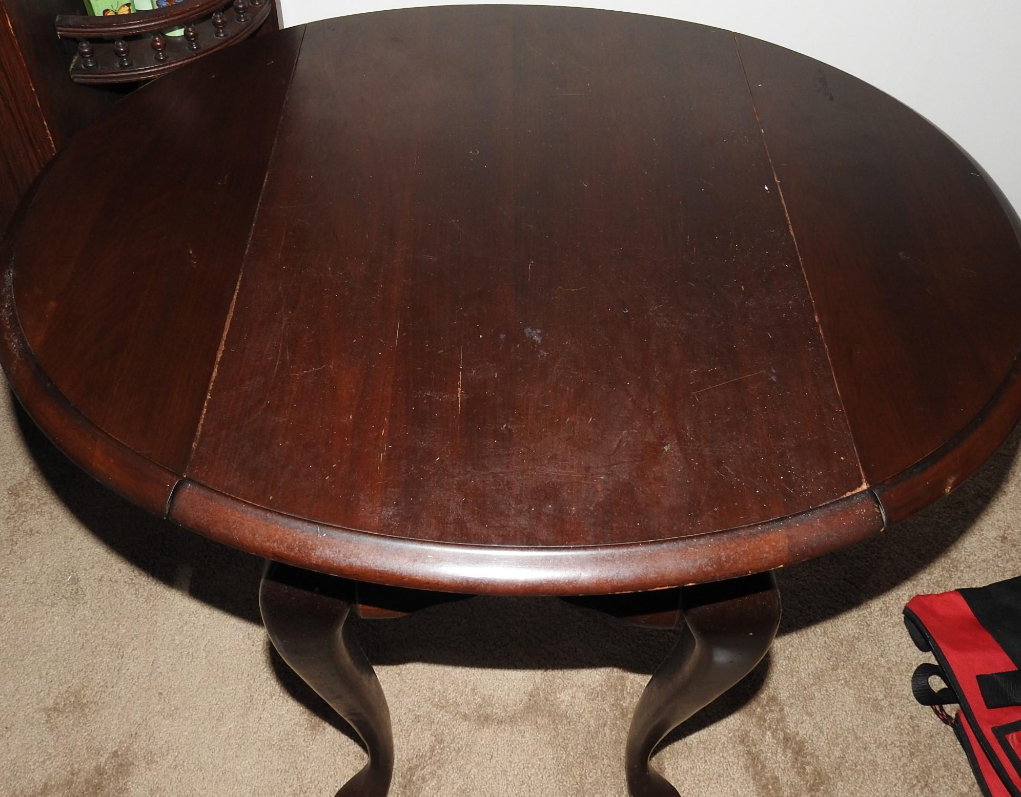 drop leaf table queen anne style legs cherry antique hardwood