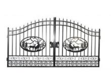 (1) Set Of 20' Bi-Parting Wrought Iron Gates Deer Scene