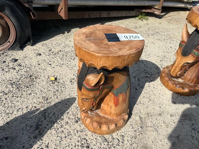 Solid Wood Horse End Table