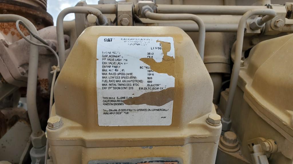 (2109859) CAT 3512 DIESEL ENGINE SN & HRS- SEE ENGINE REPORT, OWI C-300-100