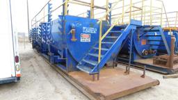 (1030208) 7'X34'X6' STEEL RD BOTTOM, 3-COMP., SHAKER TANK W/ (1) SHALE SHAKER, HARDLINE RACKS, 5'