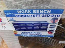 UNUSED 10' WORKBENCH W/ 25 DRAWERS  Located in YARD1 Midland, TX