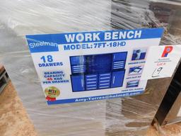 UNUSED 7' WORKBENCH W/ 18 DRAWERS Located in YARD1 Midland, TX