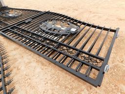 UNUSED 20' BI PARTING WROUGHT IRON GATE  Located in YARD1 Midland, TX