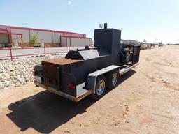 20' T/A BP BBQ PIT SMOKER PIT TRAILER, W/ (4) RACK SMOKER, W/ WATER PAN, (2) GAS