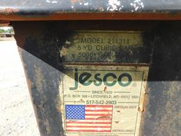 JESCO 5 CU YARD, 5,000# CAPACITY DUMP BIN W/ FORKLIFT POCKETS