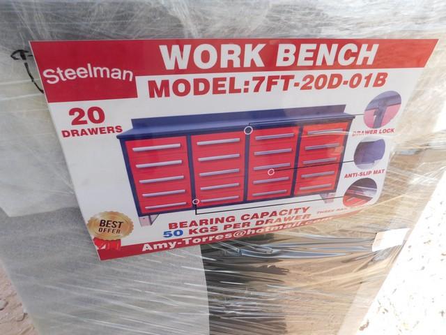 UNUSED 7' WORK BENCH W/ 20 DRAWERS  Located in YARD 1 - Midland, TX Shawn Johnso