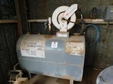 ENGINE OIL TANK W/ HOSE REEL, METERED NOZZLE, PNEUMATIC PUMP (NOTE: SHOWS EMPTY,