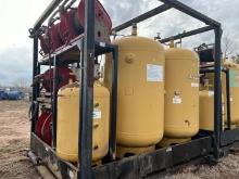 SKIDDED SAGE OIL VAC SYSTEM W/ SIX TANKS & HOSE REELS