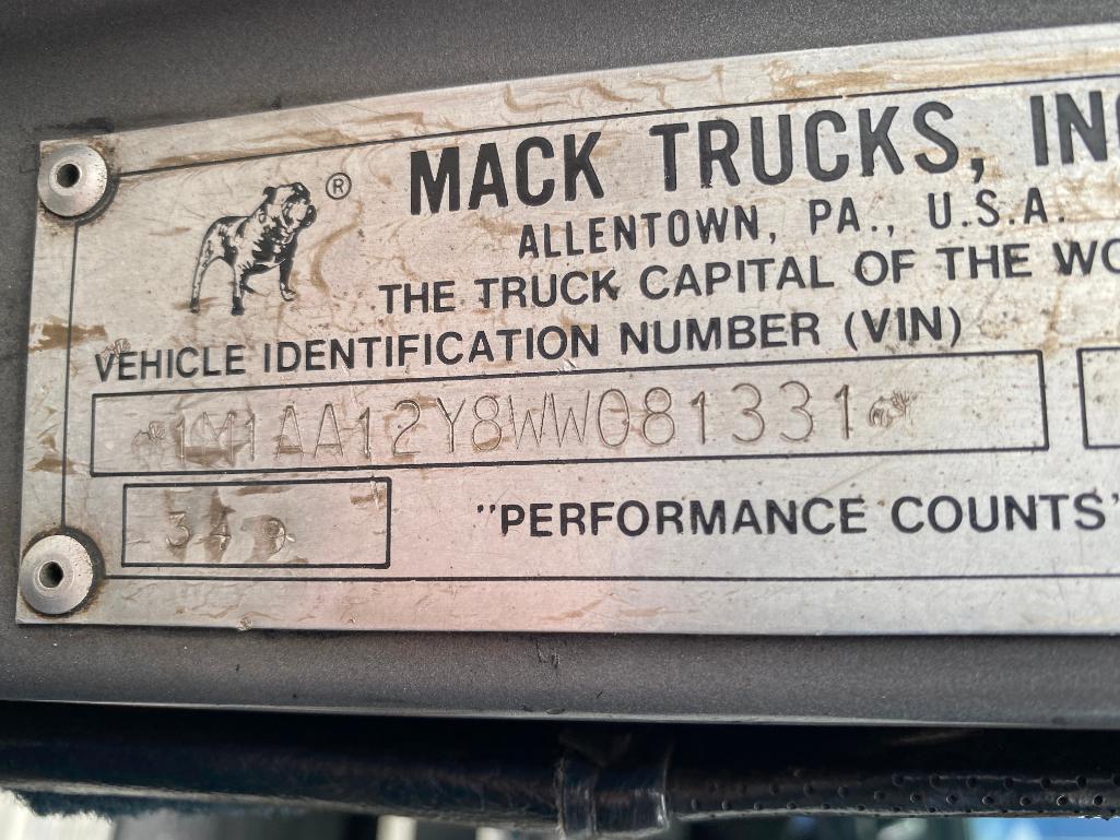 1998 Mack CH613 Truck, VIN # 1M1AA12Y8WW081331