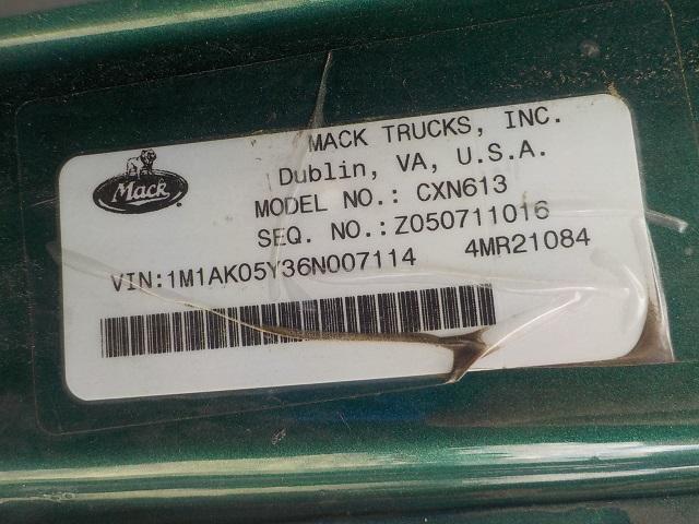 2006 Mack CXN613 Truck, VIN # 1M1AK05Y36N007114