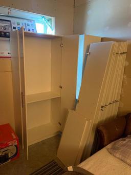 Lot of 2 White Wooden Enclosed Shelving Units.