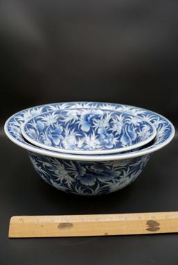 Blue & White Thai porcelain, hand-painted Punch Bowl 14 inch PC57