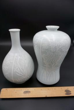 Pair of Male & Female White Celadon vases