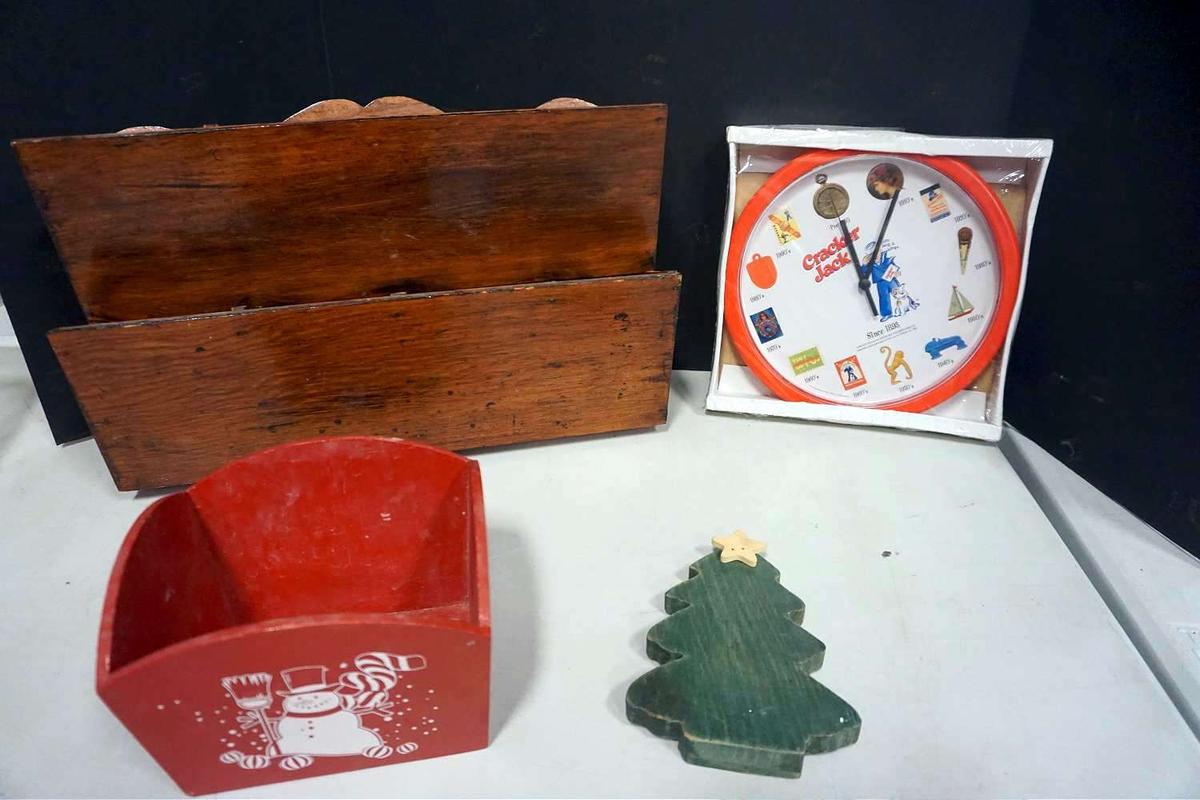 Organizers, Christmas decor, crackerjack clock.