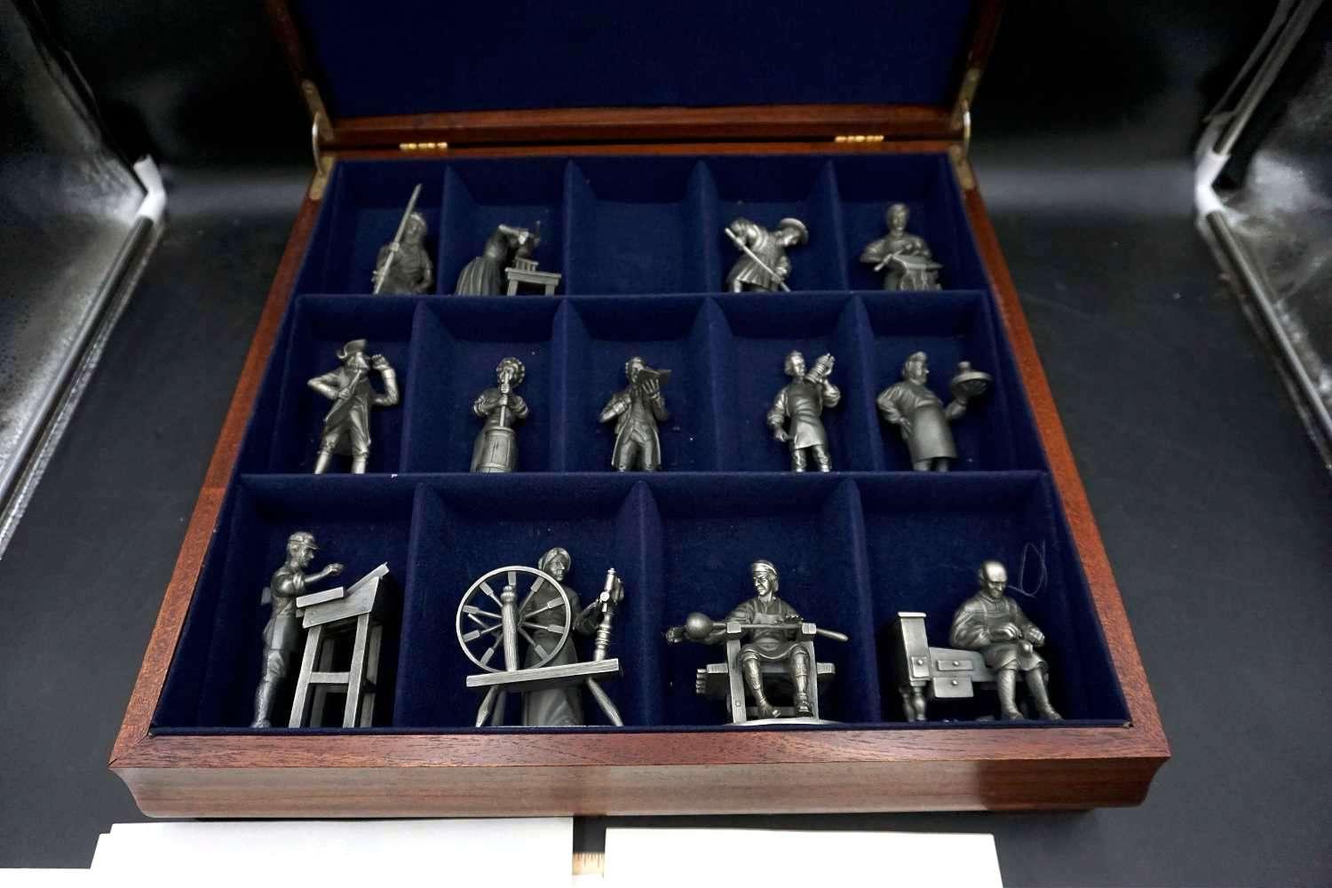 The Franklin Mint collection of The People of Colonial America. Pewter figures