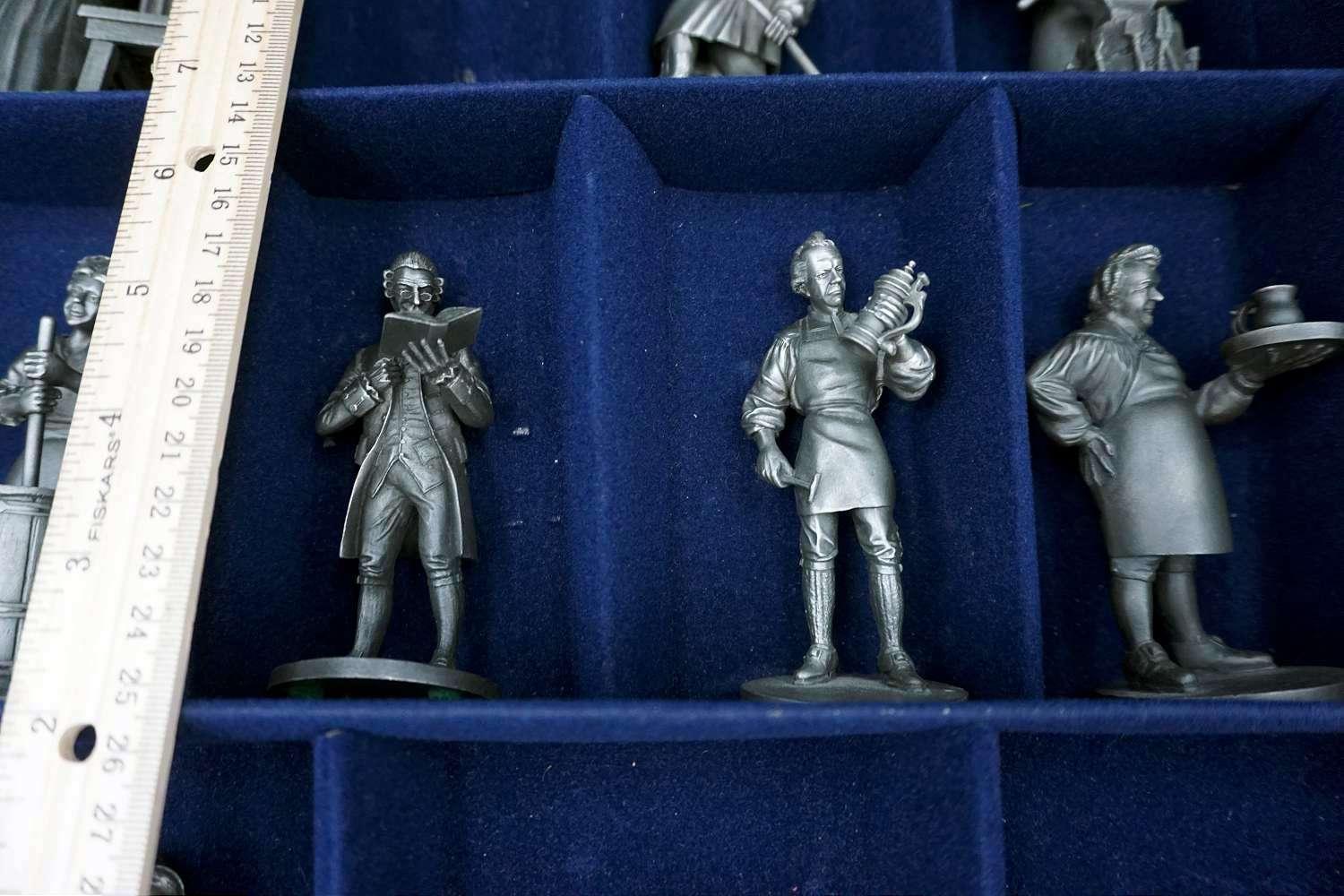 The Franklin Mint collection of The People of Colonial America. Pewter figures