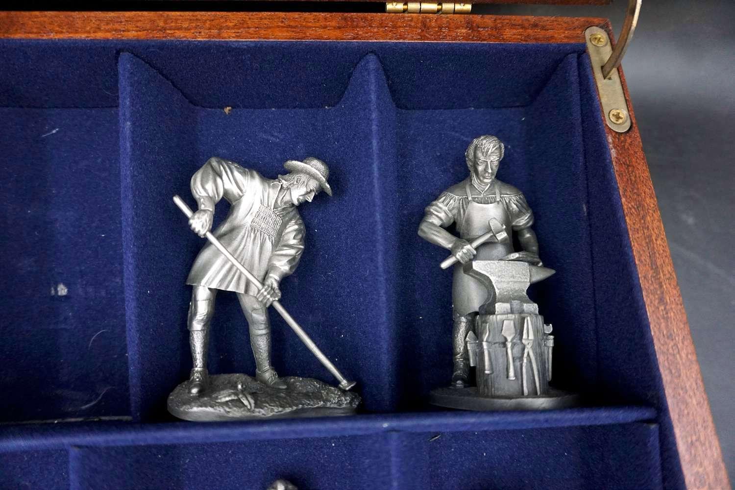 The Franklin Mint collection of The People of Colonial America. Pewter figures