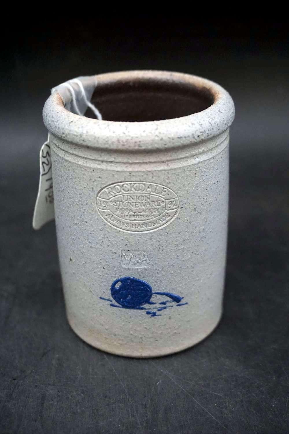 1992 Rockdale Union stoneware salt glazed miniature crocks.