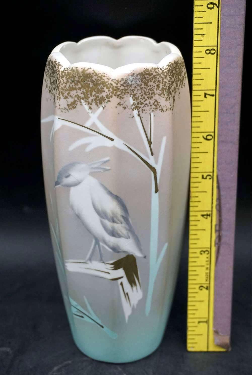 painted bird vase Japan.