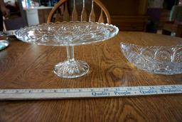 Cake plate and crystal bowl.