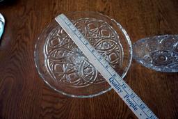 Cake plate and crystal bowl.