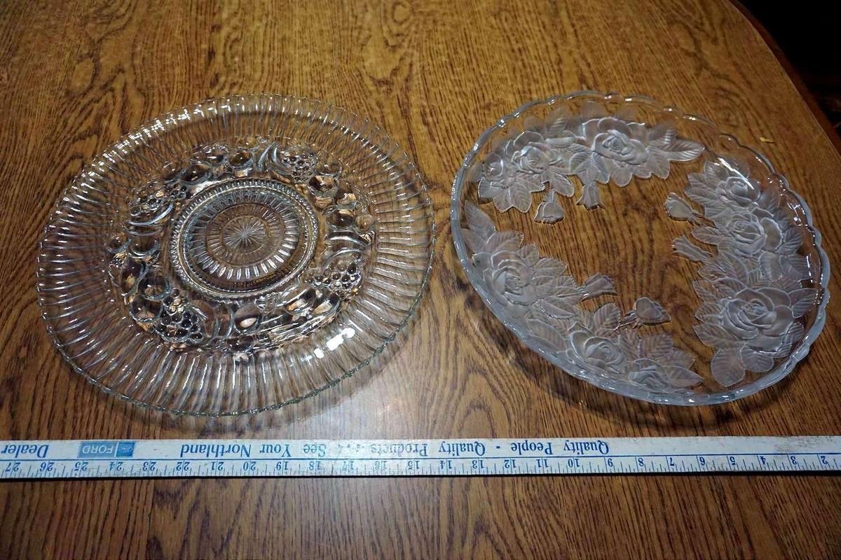 Large glass serving trays.