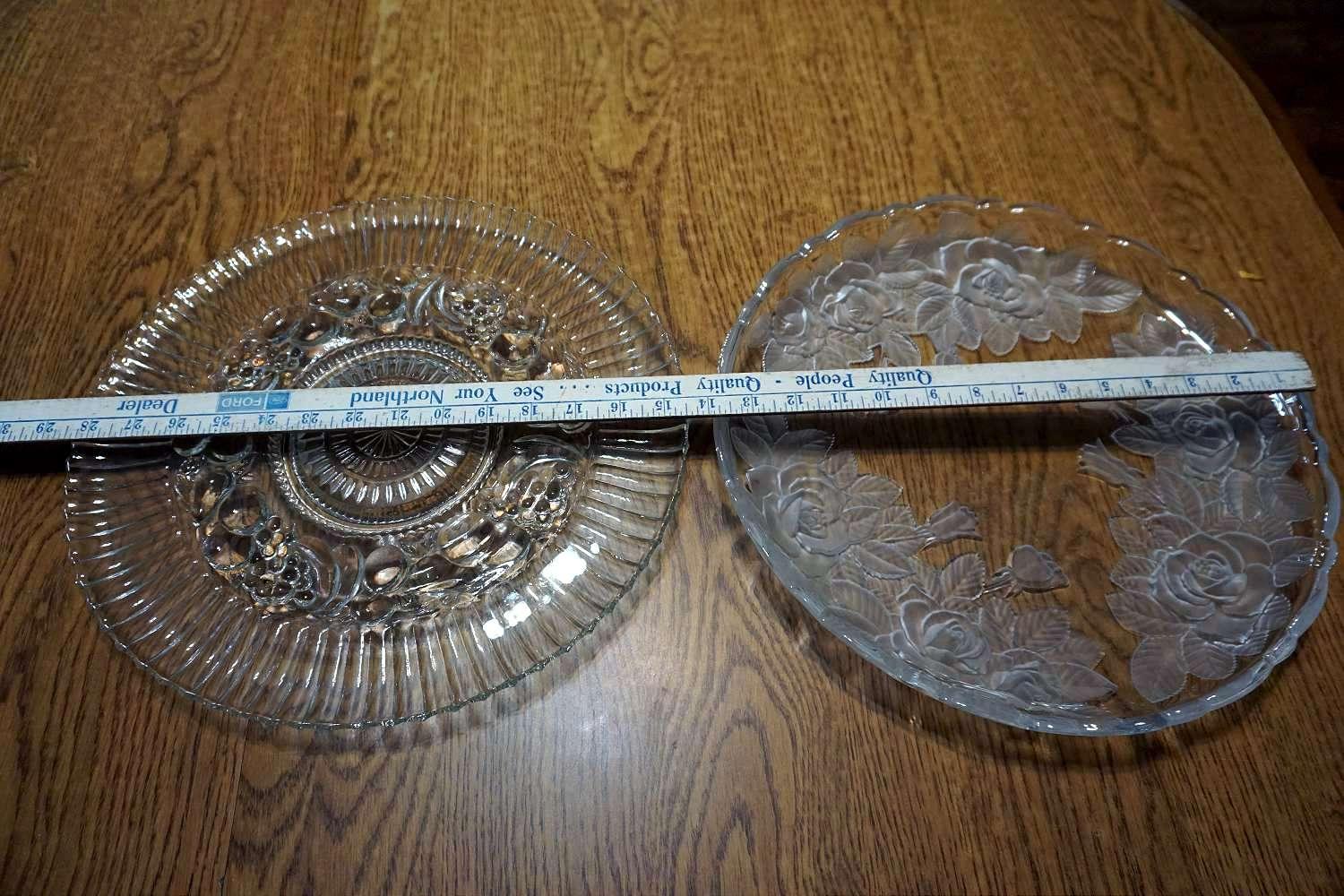 Large glass serving trays.